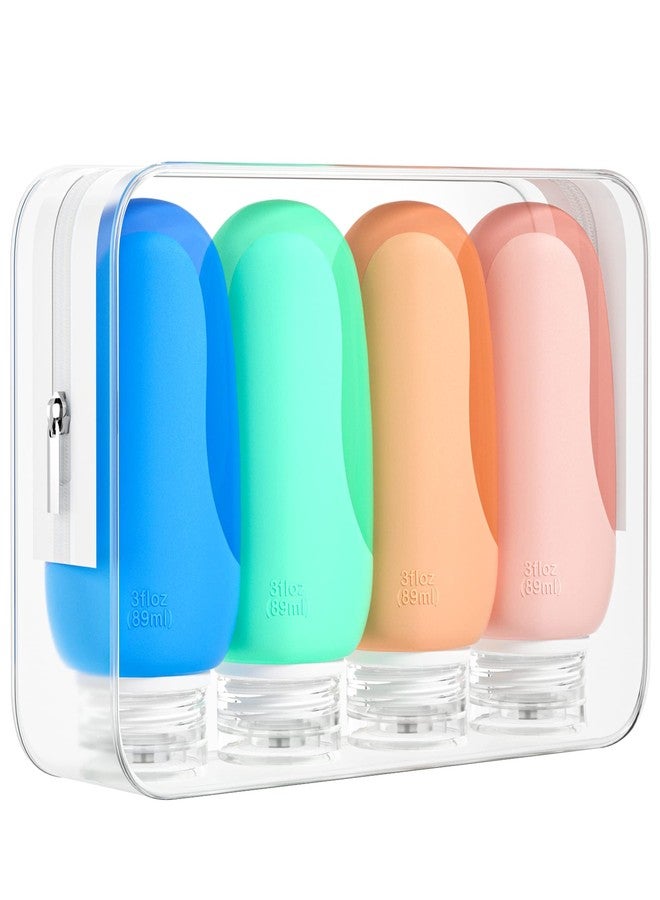 Morfone Travel Bottles Set for Toiletries, Tsa Approved Travel Size Containers BPA Free Leak Proof Refillable Liquid Silicone Squeezable Travel Accessories for Shampoo Conditioner Lotion (4Pack 3oz) - Image 1